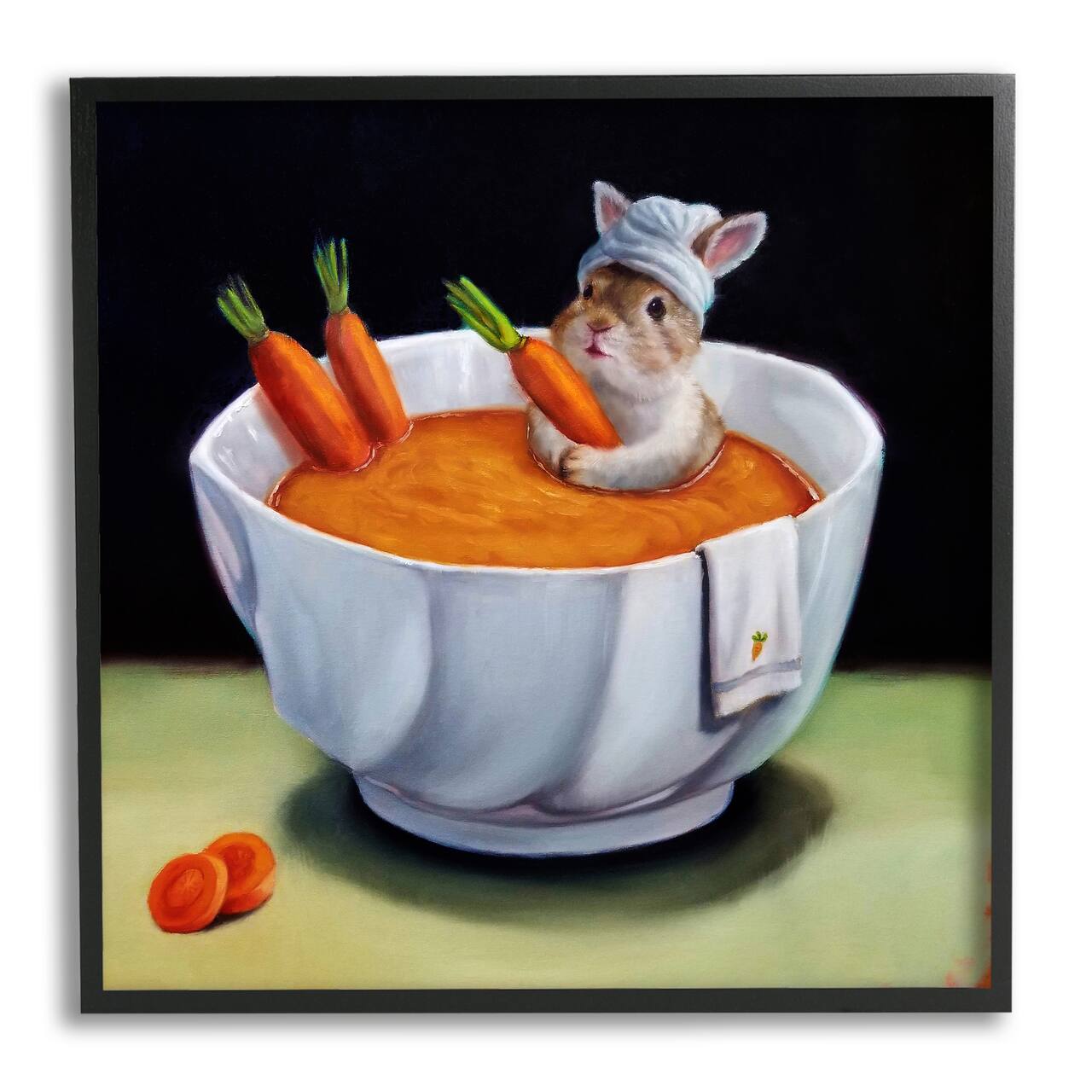 Stupell Industries Bunny Rabbit Carrot Vegetable Soup Bath Framed Giclee Art